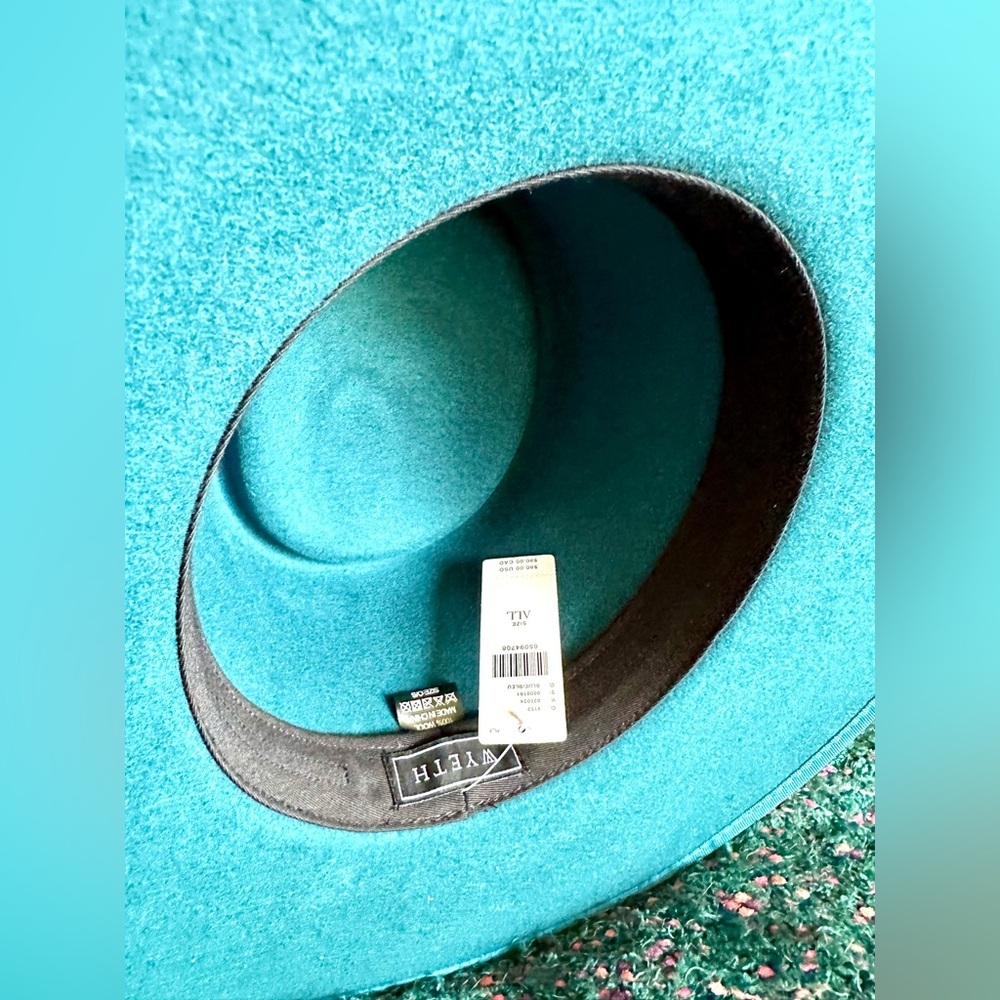 ‼️RARE‼️🎸WYETH🎸🔥NWT🔥Teal Wide Brim Hat with Black Band - Picture 14 of 16